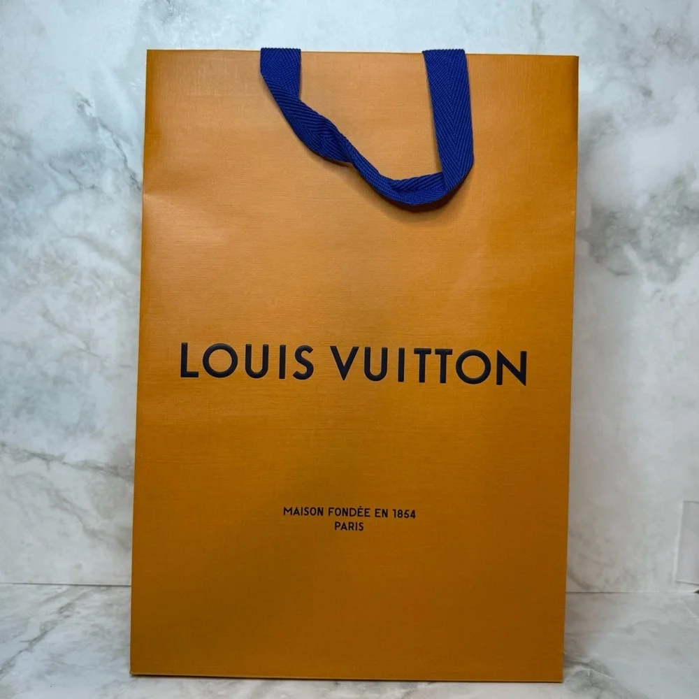 Authentic Louis Vuitton Large Shopping Bag – Orange with Blue Handles
